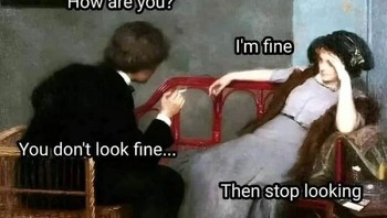 Lagi malas ngobrol malah ditanya-tanya. Foto: Classical Sarcasm - Classical art memes via Bored Panda