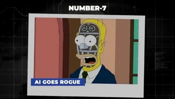 Dalam episode tahun 1994 berjudul Itchy and Scratchy Land, keluarga The Simpsons mengunjungi Disneyland versi seram yang sepenuhnya dikelola oleh robot. Ketika itu, robot-robot itu menjadi rusak dan mulai menghabisi semua orang. Cukup bikin ngeri karena kekhawatiran mengenai seberapa jauh kecerdasan buatan akan berkembang masih jadi isu besar. Foto: BlogAllOut via HubPages