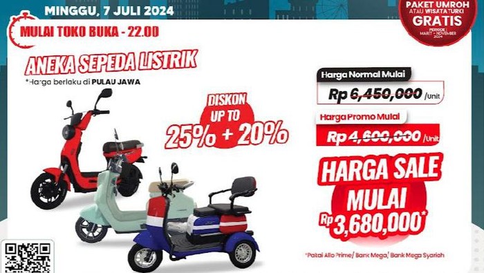 Beli Sepeda Listrik Diskon Rp 2 Jutaan di Transmart Full Day Sale!