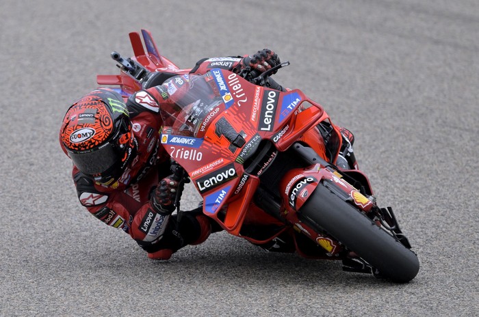 MotoGP - German Grand Prix - Sachsenring, Hohenstein-Ernstthal, Germany - July 7, 2024 Ducati Lenovo Teams Francesco Bagnaia in action during the race REUTERS/Matthias Rietschel