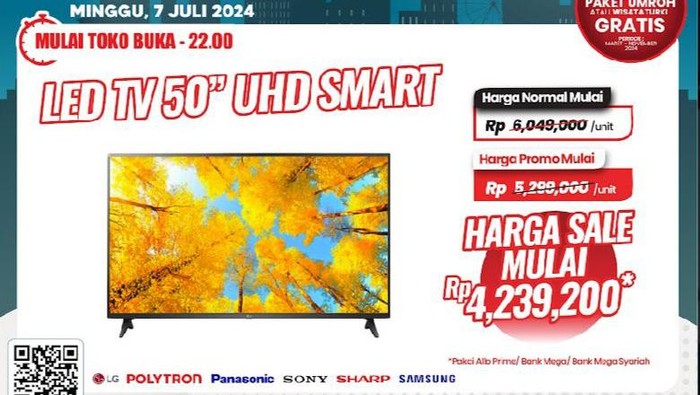 Khusus Hari Ini! Beli Smart TV Diskon Gede di Transmart Full Day Sale.