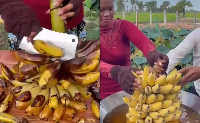 Pisang goreng digoreng bersama kulitnya