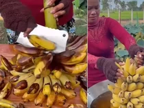 Bikin Heran! Wanita Ini Goreng Pisang Sekaligus Kulitnya