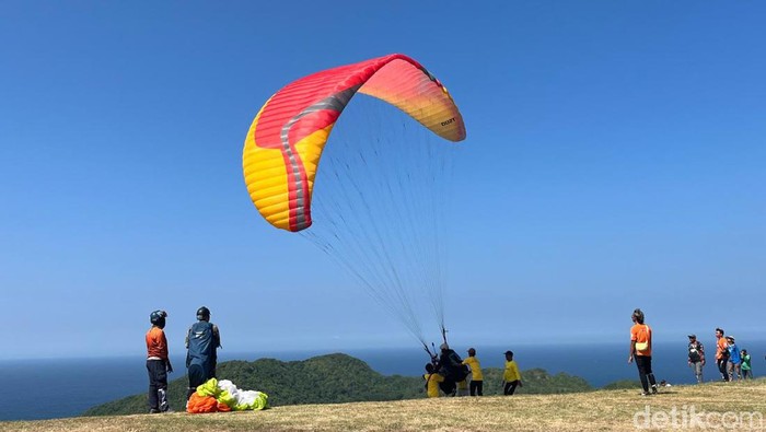 Sejumlah atlet paralayang mengikuti Asian League Paragliding Accuracy 2024 di Sky Lancing, Lombok Tengah. (Foto: Edi Suryansyah/detikBali)