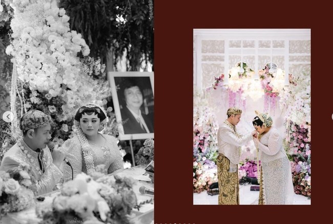 Sandro tampil gagah mengenakan beskap dipadukan dengan kain coklat yang senada dengan blangkonnya. Foto: Instagram/@venemapictures