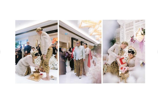Acara pernikahan pun tampak berlangsung dengan lancar dan khidmat. Dalam foto terlihat Clarissa dan Sandro yang kompak menjalani satu per satu rangkaian acara. Foto: Instagram/@venemapictures
