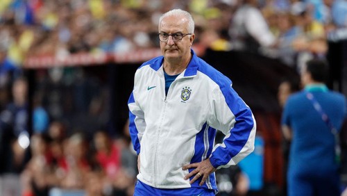 LAS VEGAS, NEVADA - JULY 06: Head coach Dorival Junior of Brazil looks on prior to during the CONMEBOL Copa America 2024 quarterfinal match between Uruguay and Brazil at Allegiant Stadium on July 06, 2024 in Las Vegas, Nevada. (Photo by Kevork Djansezian/Getty Images)