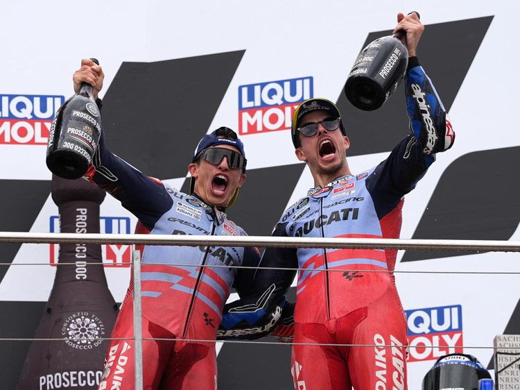 Momen Marc dan Alex Marquez Podium Bareng di Sachsenring