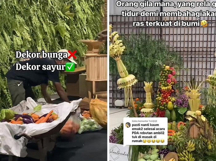 Resepsi pernikahan menggunakan dekorasi dari sayur mendadak viral di TikTok