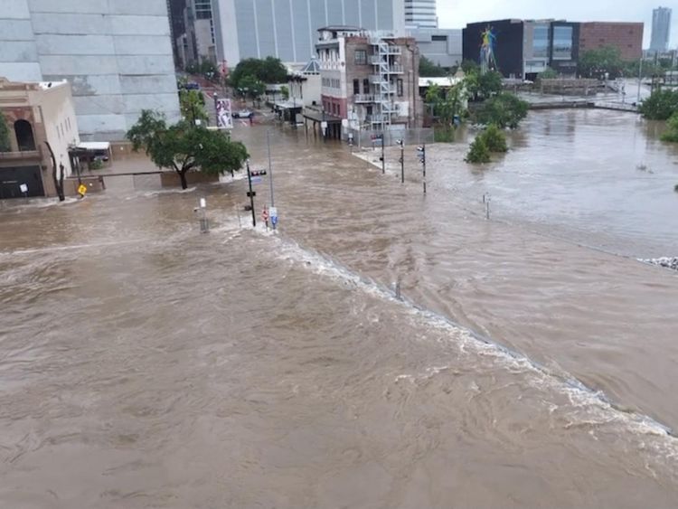 Foto Udara Banjir di Texas Akibat Badai Beryl