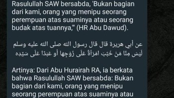 Melabrak pelakor pakai hadits. Sopan tapi dalam... Foto: Instagram