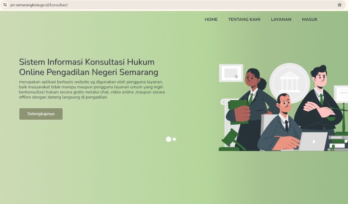 Tangkapan layar terbaru dari layanan konsultasi hukum PN Semarang