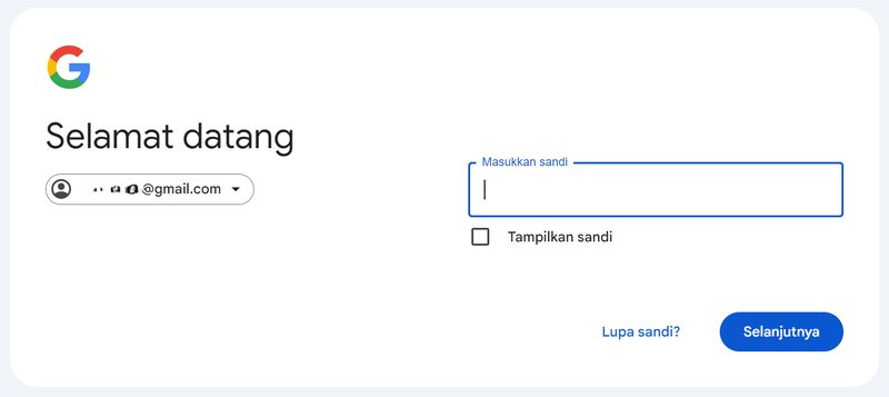 Halaman login Gmail.