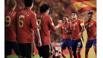 Spanyol berkesempatan mengulang kejayaan timnas mereka di 2012 yang juga menang Euro. Foto: Twitter