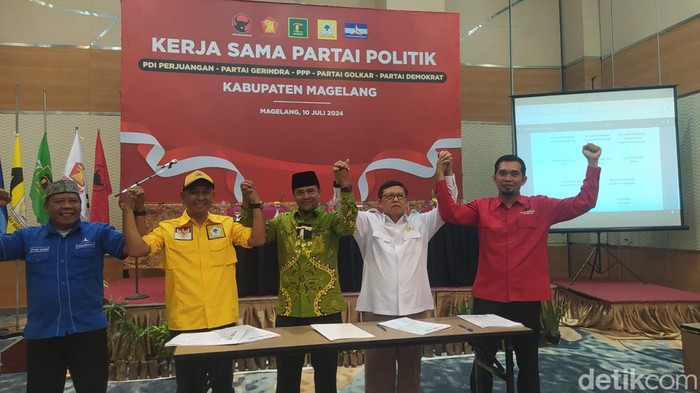 Penandatangan koalisi lima parpol di Magelang jelang Pilkada 2024, Rabu (10/7/2024).