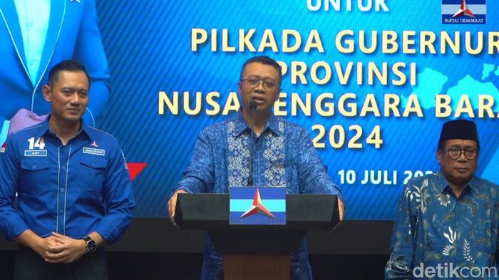 Zulkieflimansyah dan Suhaili saat menerima rekomendasi di DPP Partai Demokrat pada Rabu (10/7/2024).
