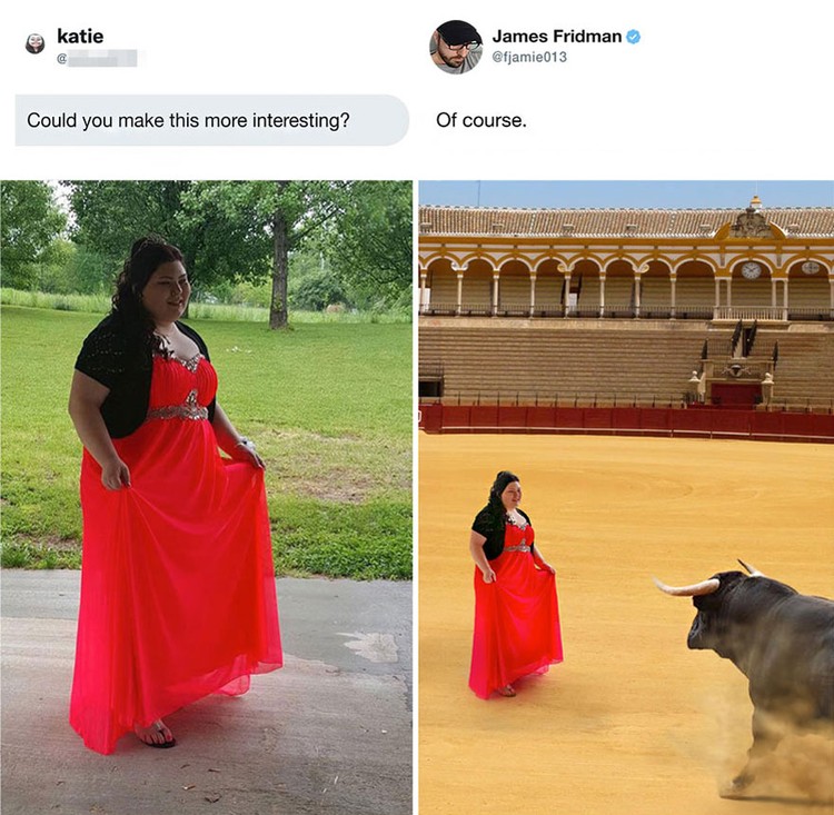 Kalau minta edit ke ahlinya Photoshop, James Fridman, dijamin hasilnya jadi kocak banget. Kayak ini nih, contohnya.