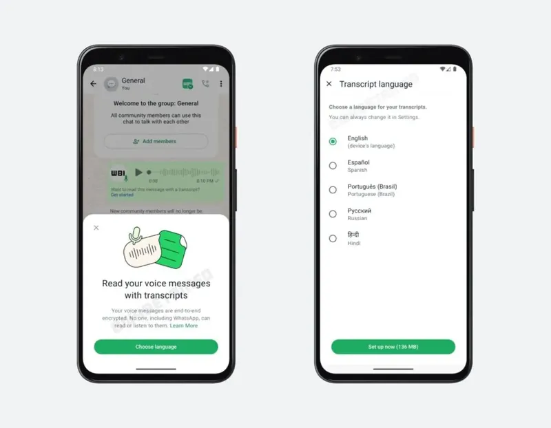 Fitur transkripsi WhatsApp di Android