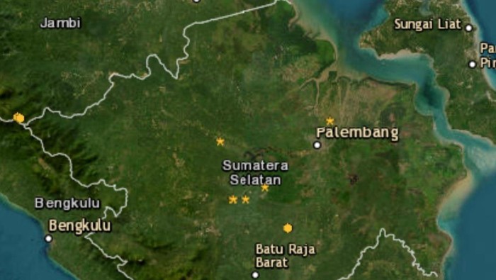 Hotspot di Sumsel terpantau di 6 titik.