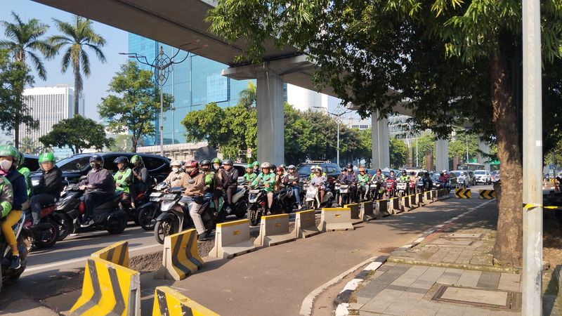 Kemacetan di Jalan HR Rasuna Said, Jakarta Selatan (Fawdi/detikcom)