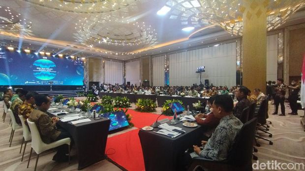 Kementerian Koordinator Perekonomian mengadakan Rapat Kerja Nasional Kebijakan Satu Peta atau One Map Policy Summit 2024. (Brigitta/detikcom)