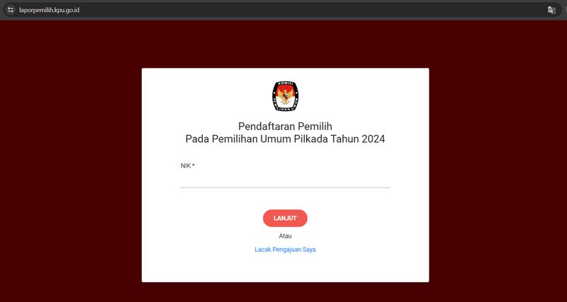 Situs KPU Lapor Pemilih Pilkada 2024
