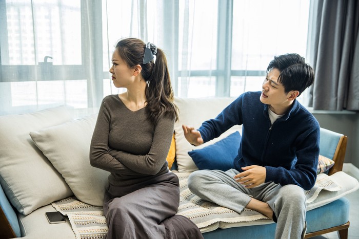 Asian couple are quarreling at home