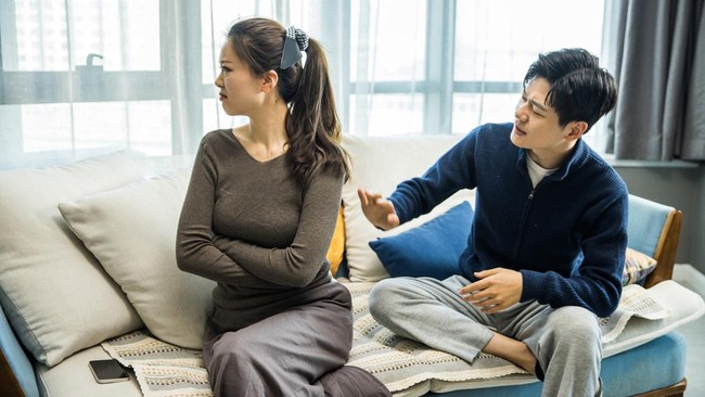 Asian couple are quarreling at home