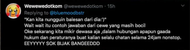 Kalau masing-masing punya kesibukan pasti paham jika chat nggak selalu bisa dibalas cepat. Yang penting komunikasi antara kamu dan doi selalu terjalin. Foto: X