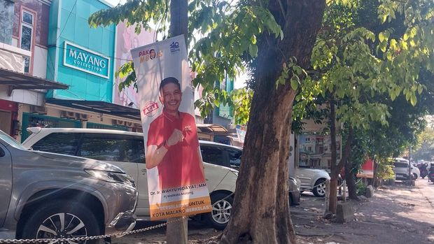 Banner figur politik mulai bertebaran jelang Pilwali Malang 2024.