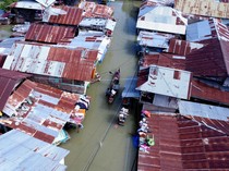 Foto Udara Luapan Danau Limboto yang Rendam Ratusan Rumah Warga