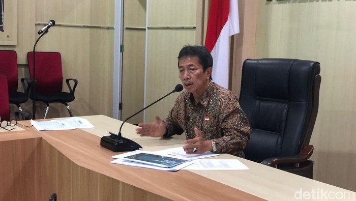 Pj Wali Kota Jogja Sugeng Purwanto dalam jumpa pers di Balai Kota Jogja, Jumat (12/7/2024).