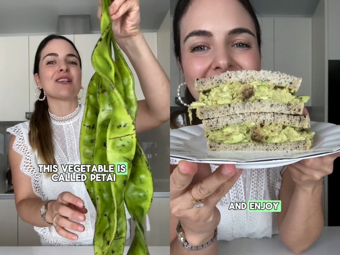 bule bikin sandwich isi petai dan alpukat