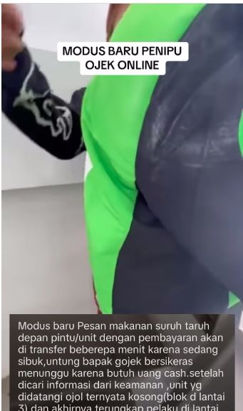 Modus Baru! Minta Ojol Taruh Pesanan Makanan di Unit Kosong Agar Tak Bayar
