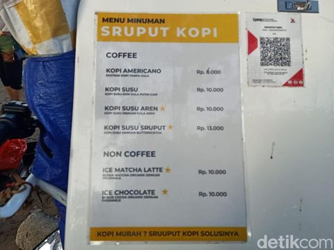 Sruuput Kopi menu list.