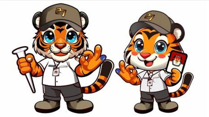 Maskot Pilgub Lampung 2024 merupakan sepasang sosok Harimau dengan diberikan nama Maung dan Raung.