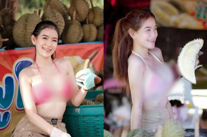penjual durian seksi pakai bikini di Thailand