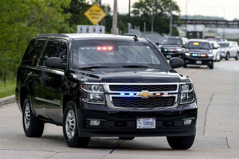 The motorcade of former President Donald Trump departs the Milwaukee Mitchell International Airport ahead of the 2024 Republican National Convention, Sunday, July 14, 2024, in Milwaukee. (AP Photo/Alex Brandon)