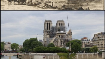Abside de Notre Dame oleh Charles Meryon (1854) Hal yang aneh tentang pemandangan ini adalah bahwa Meryon melukis Notre-Dame setelah puncak menara Abad Pertengahan yang asli diturunkan dan sebelum yang baru ditambahkan pada tahun 1859... yang terbakar pada tahun 2019. Dua Notre-Dame tanpa spire. Foto: x.com/@culturaltutor via Boredpanda
