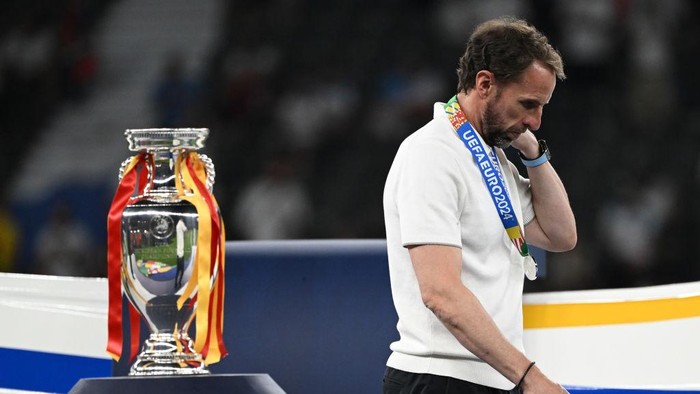 BERLIN, GERMANY - JULY 14: Gareth Southgate of England disappointment during the UEFA EURO 2024 final match between Spain and England at Olympiastadion on July 14, 2024 in Berlin, Germany. (Photo by Image Photo Agency/Getty Images)