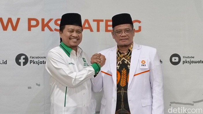 Ketua DPW PKB Jateng M Yusuf Chudlori (Gus Yusuf) melakukan silaturahmi ke Ketua DPW PKS Jateng Muhammad Afif, Senin (15/7/2024).