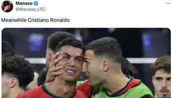 Berhasilnya Argentina, berbanding terbalik dengan Portugal. Alhasil, Cristiano Ronaldo jadi bahan ejekan fans Messi. Foto: X