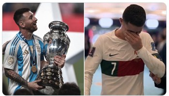 Pertarungan dua tokoh sepak bola modern, Messi vs Ronaldo, terus menghiasi sampai saat ini di usia yang tak lagi muda. Foto: X