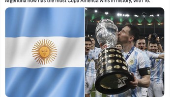 Argentina menjadi pemenang terbanyak Copa America dalam sejarah, yaitu 16 kali. Foto: Twitter