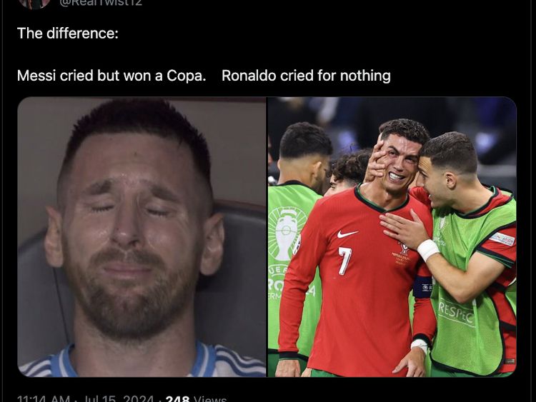 Meme Argentina Juara Copa America: Tangis Messi Vs Air Mata Ronaldo