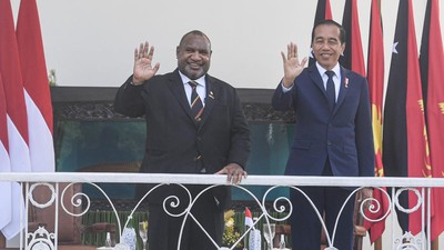 Potret Jokowi Sambut PM Papua Nugini di Istana Bogor