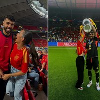 Tatiana Trouboul, pacar kiper David Raya. Tatiana dikenal sebagai model yang kerja di kelab malam sebelum bertemu dengan kekasihnya. Ia sering mengunggah gaya saat mendukung pasangan di lapangan.Foto: Instagram