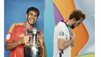 Lamine Yamal masih dua tahun ketika Harry Kane debut profesional dan mampu meraih trofi sebelum Kane. Foto: Twitter