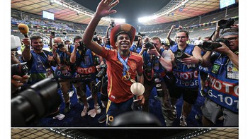 Lamine Yamal menang Euro 2024 bersama Spanyol di Olympiastadion, tempat Messi dulu juga juara Liga Champions. Foto: Twitter