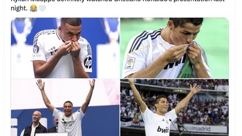 Menurut akun ini, Mbappe benar-benar mempelajari gaya Ronaldo. Foto: Twitter